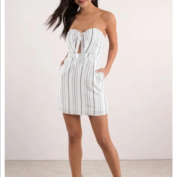 ⏰TOBI BLUE STRAPLESS DRESS - Picture 1 of 6